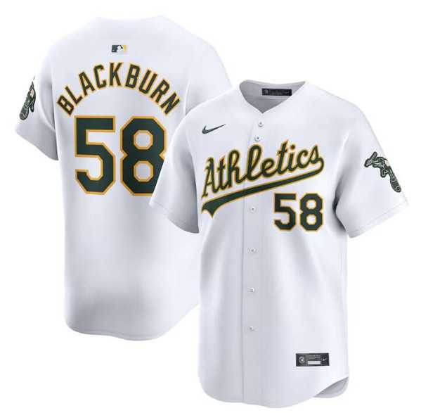 Men%27s Oakland Athletics #58 Paul Blackburn White Home Limited Stitched Jersey Dzhi